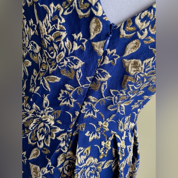 RARE KARA & SLOANE for NORDSTROM - DEEP V NECK & BACK, BACK ZIP, XS, BLUE/GOLD - Picture 12 of 17